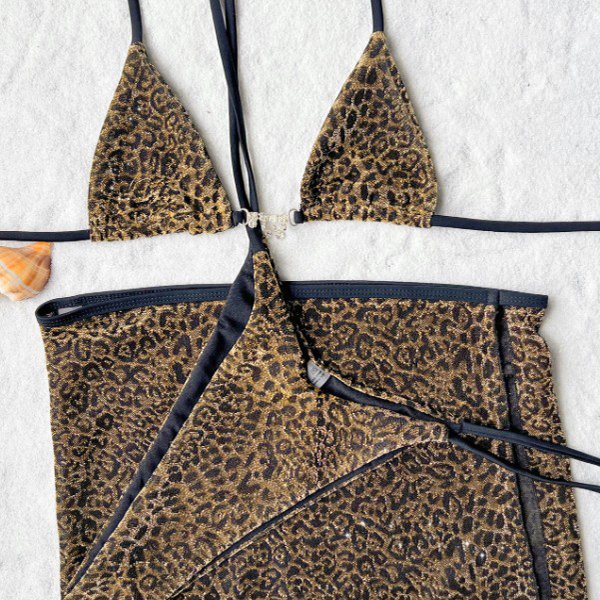 YY6087 BIKINI D 3 Piece Print Bikini With Skirt