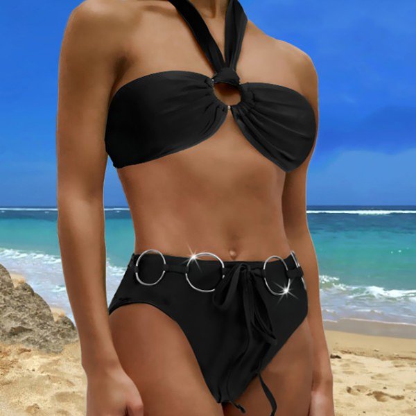 YY6094 SWIMWEAR A Solid Color Women's Bikini Sets