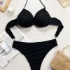 YY6119 BIKINI.jpgF black Solid Crop Bikini Set