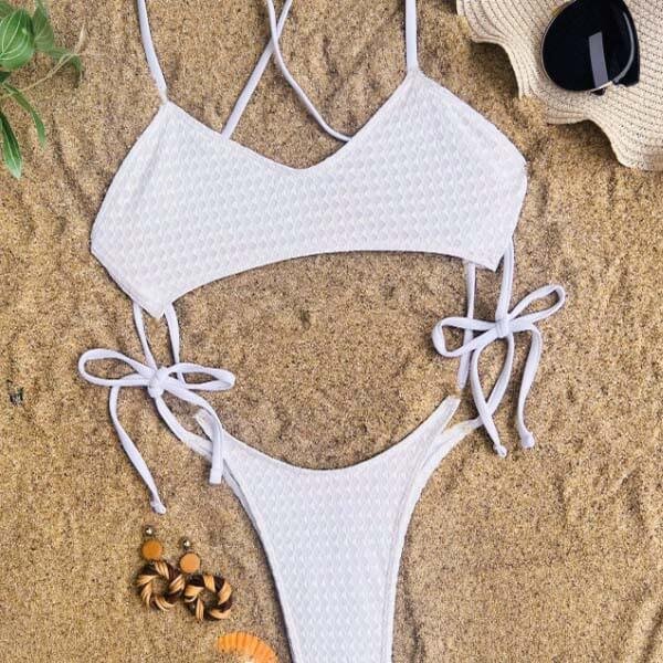 beach bikini poses Orange Thong Swimwear