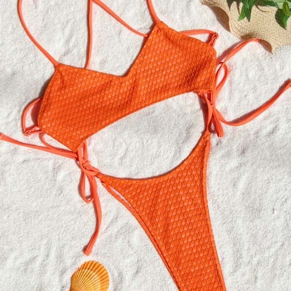 beach volleyball bikini Orange Thong Swimwear