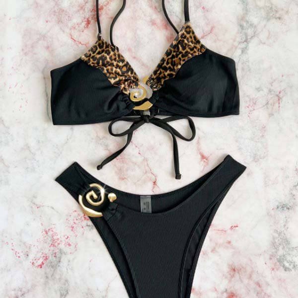 bikini beach volleyball Leopard Print Bikini