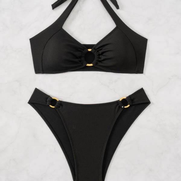 alina habba bikini Black And Gold Chain Bikini
