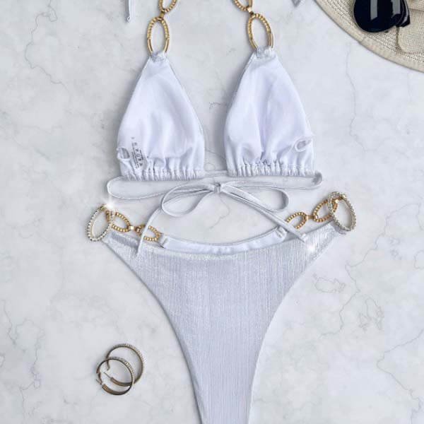 black bikini black bikini Chain Bikini Bottom