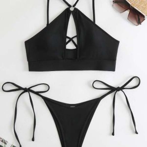 hot BLACK bikini Cross front bikini