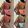 thong bikini set Orange Strapless Bikini