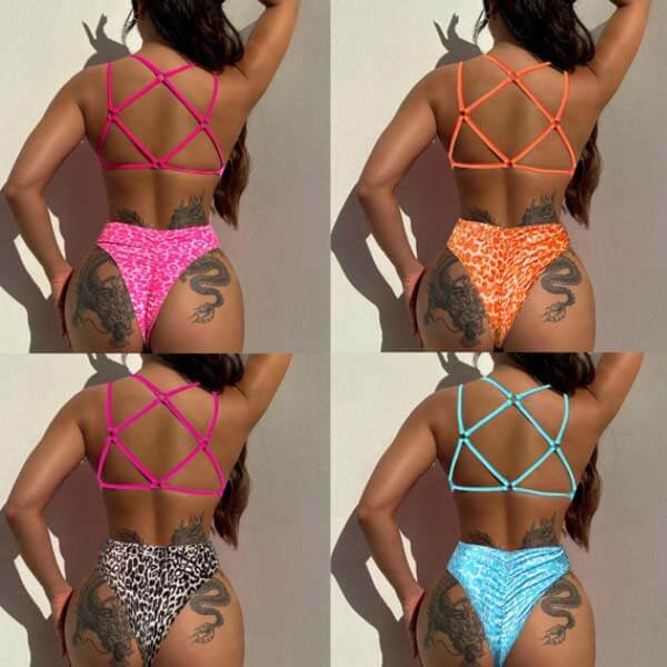 thong bikini set Orange Strapless Bikini