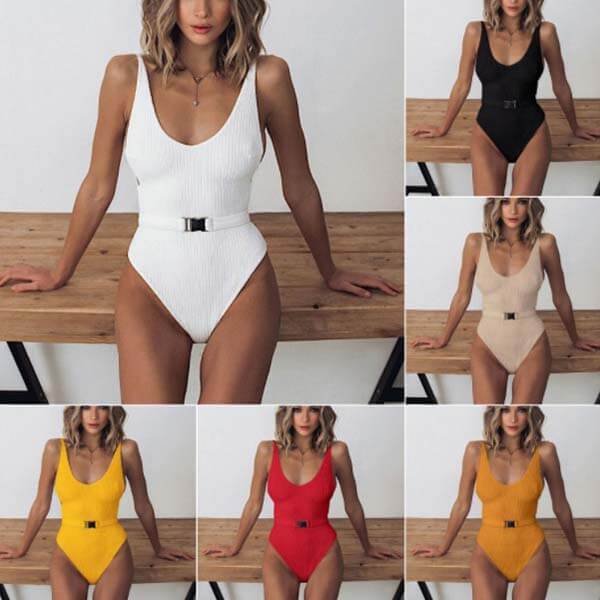 SWIMSUIT Belted One Piece Swimwear