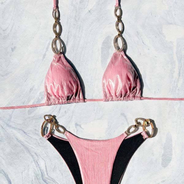 YY6199B Silver Metallic Bikini