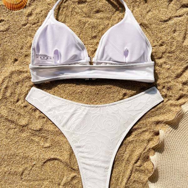 YY6208C White Lace Bikini