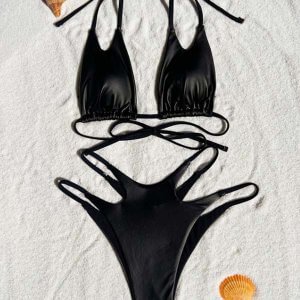 YY6212C Black metallic bikini