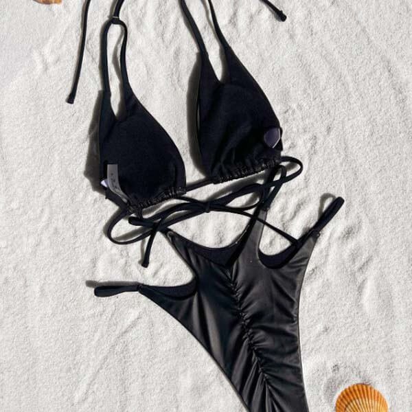 YY6212D Black metallic bikini