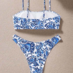 YY6225B Blue-and-white porcelain bikini
